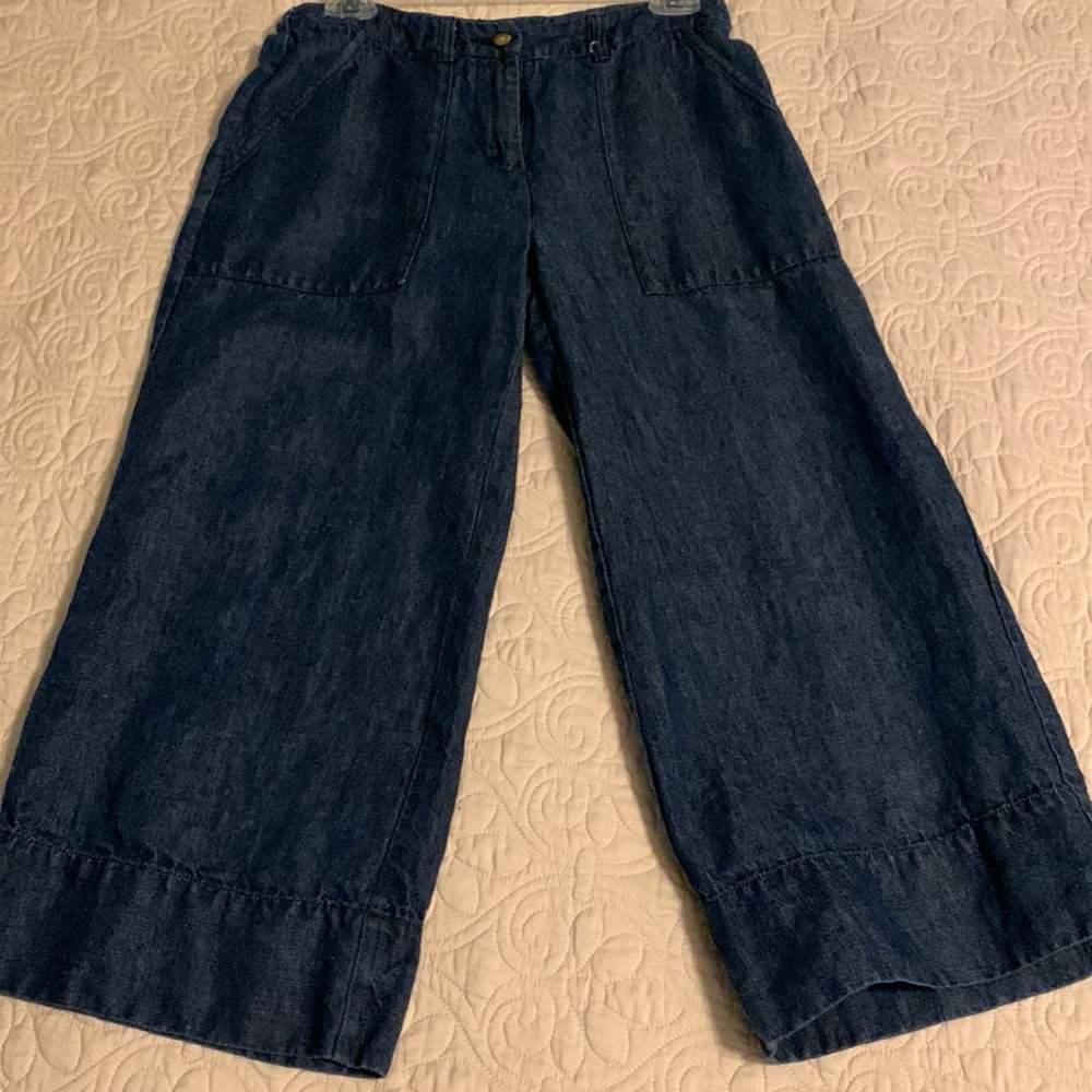 Poetry Linen Wide Leg Cropped Pants